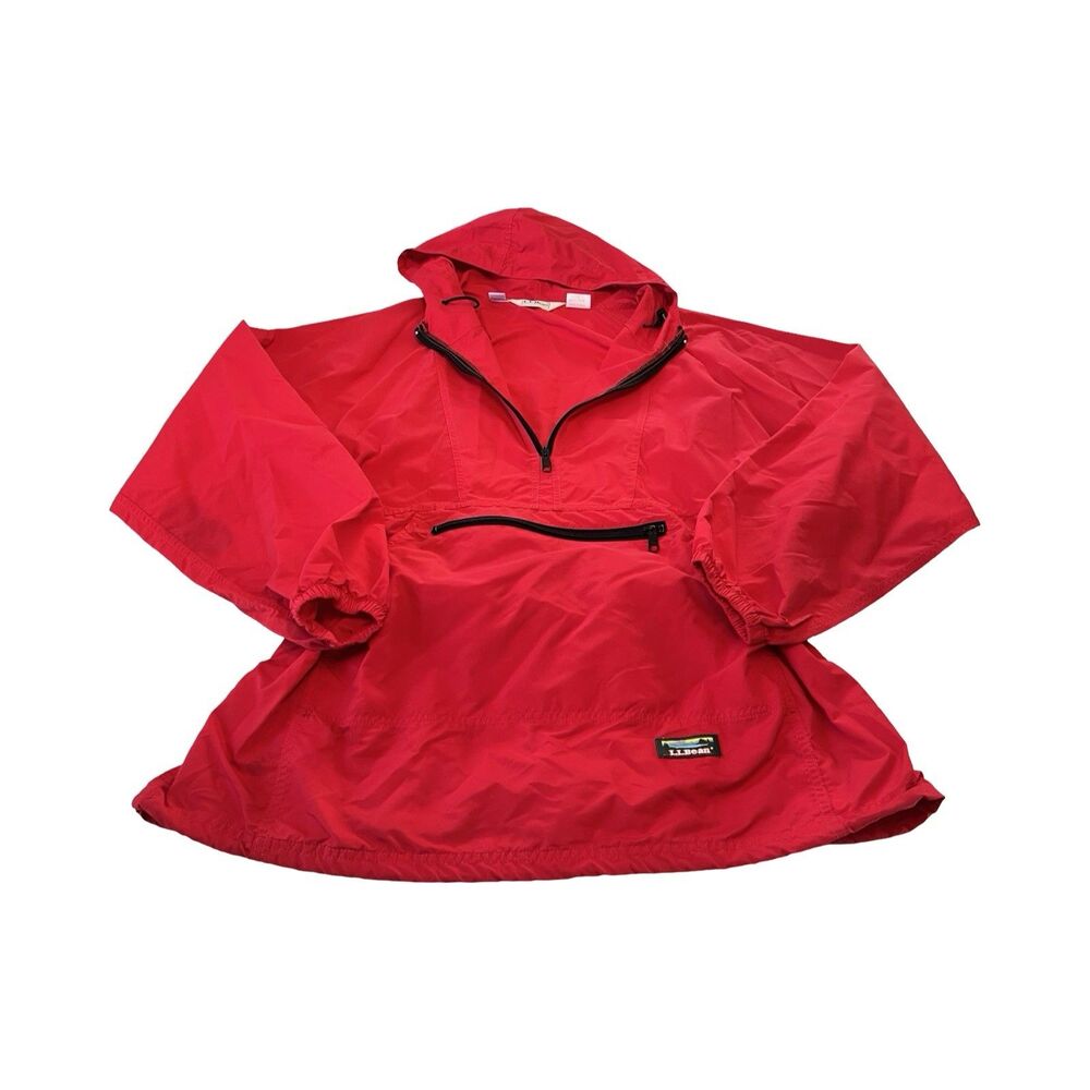 Vtg 90s L.L Bean Mens Windbreaker RED Anorak Jacket Size XL Made In USA Hiking